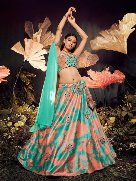 Green Lehenga Choli - Velvet Sequins Embroidery