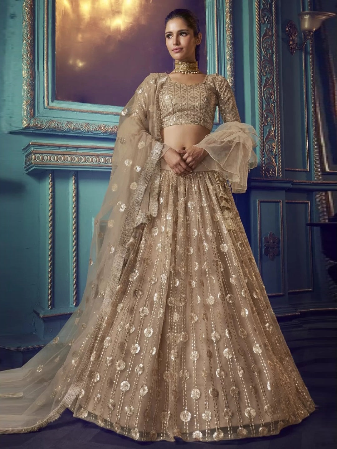 slim fit dress slacks Maroon Gold Bridal Lehenga BL-091  Nazranaa