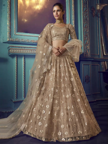 Plus-Sizes Lehenga Choli - Sequins on Soft Net