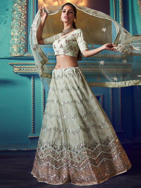 Plus-Sizes Lehenga Choli - Sequins on Soft Net