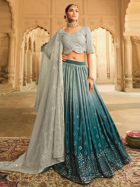 Plus-Sizes Lehenga Choli - Silk Sequins Embroidery