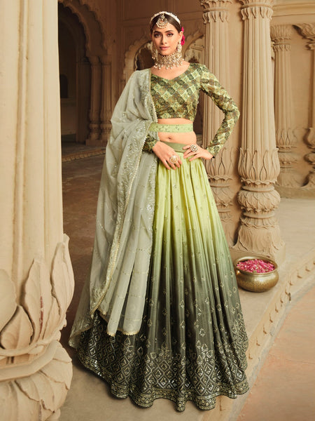 Plus-Sizes Lehenga Choli - Silk Sequins Embroidery