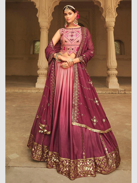 Plus-Sizes Lehenga Choli - Silk Sequins Embroidery