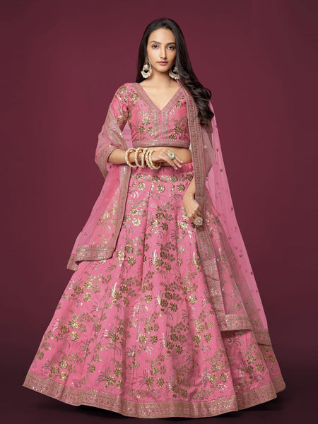 Wedding Lehenga Choli - Art Silk & Net Embroidery