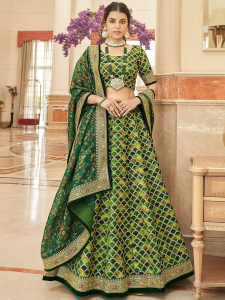 Green Lehenga Choli - Art Silk Embroidery