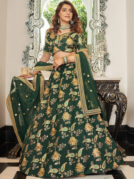 Green Lehenga Choli - Art Silk Embroidery