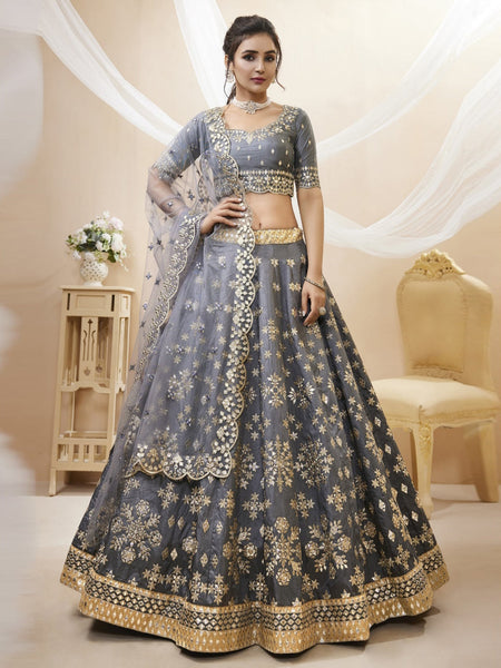 Grey Lehenga Choli - Embroidery on Art Silk