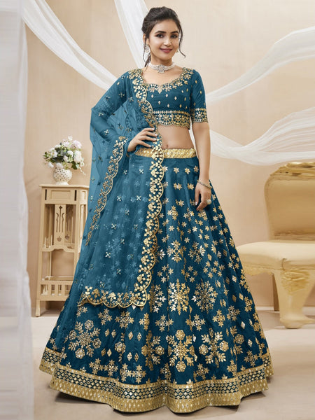 Blue Lehenga Choli - Embroidery on Art Silk