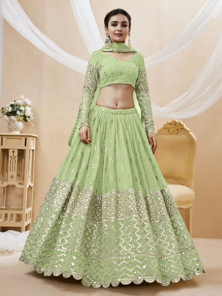 Green Lehenga Choli - Georgette Embroidery