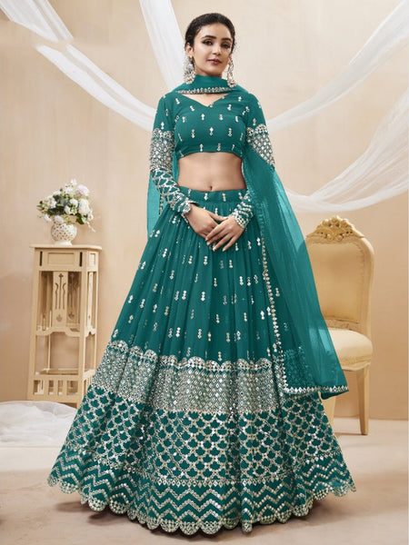 Green Lehenga Choli - Georgette Embroidery