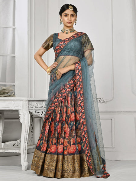 Silk Lehenga Choli - Floral Pure silk