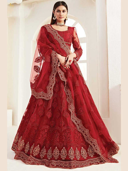 Plus-Sizes Lehenga Choli - Embroidery on Net & Silk