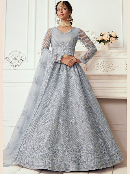 Plus-Sizes Lehenga Choli - Embroidery on Net & Silk