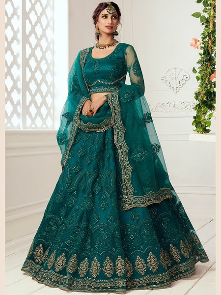 Plus-Sizes Lehenga Choli - Embroidery on Net & Silk