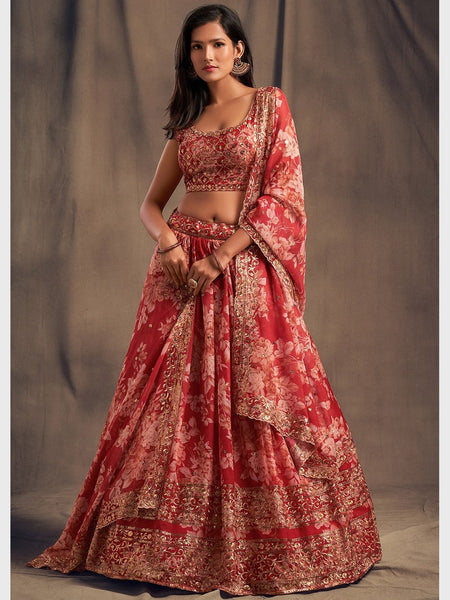 Wedding Lehenga Choli - Embroidery on Organza