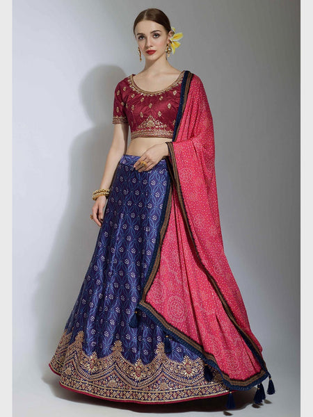 Purple Lehenga Choli - Satin & Silk Embroidered