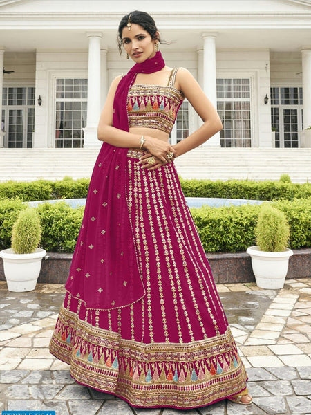 Red Lehenga Choli - Sequence on Georgette