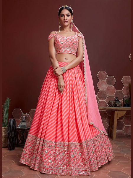 Plus-Sizes Lehenga Choli - Organza Silk Embroidery
