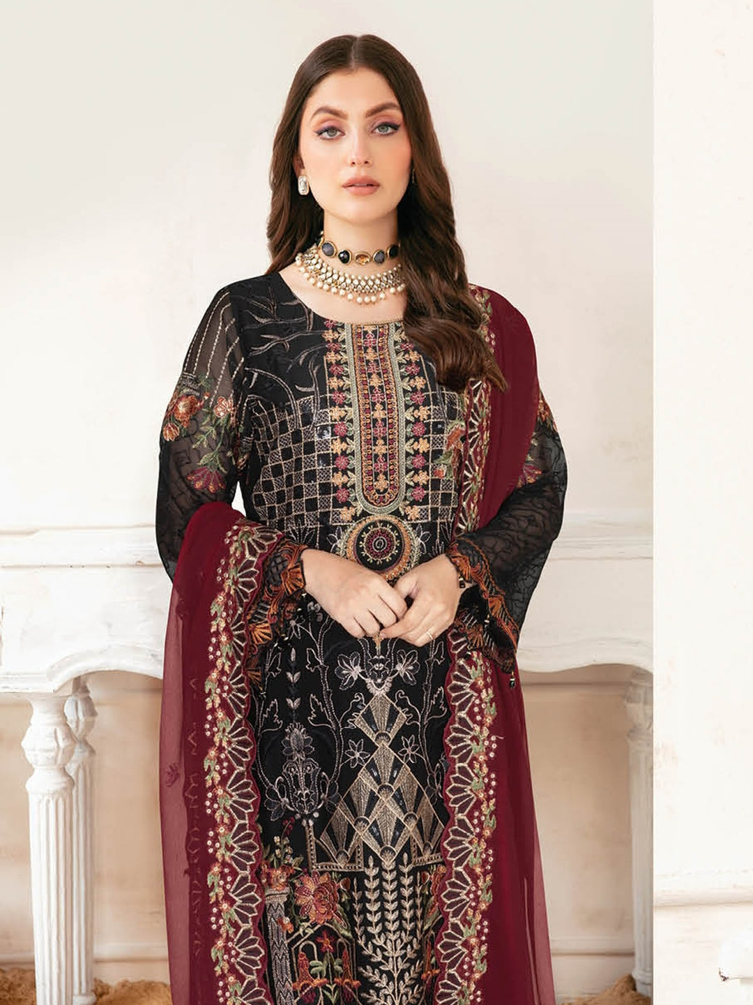 Premium Chiffon & Silk Salwar Kameez - Pakistani Dress - C865E ...