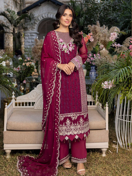 Purple Pakistani Dress - Luxe Sequins Chiffon