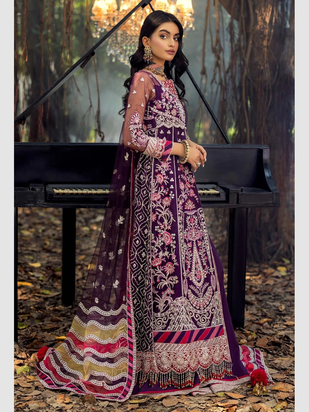 festive pakistani dresses Blue Maxi Dress Festive Embroidered Net