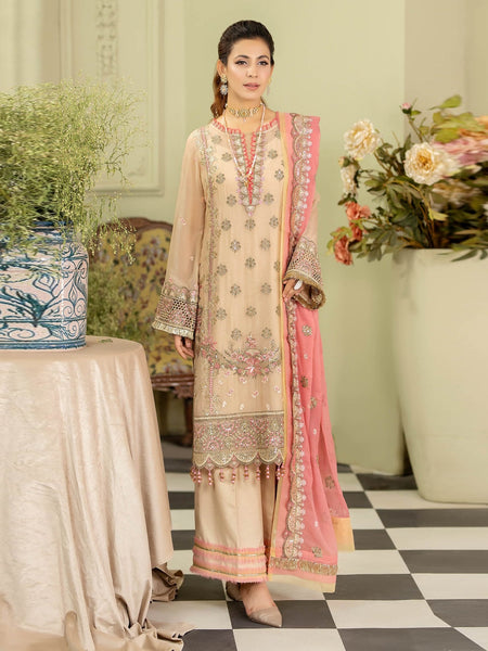 Yellow Pakistani Dress - Designer Embroidered Chiffon