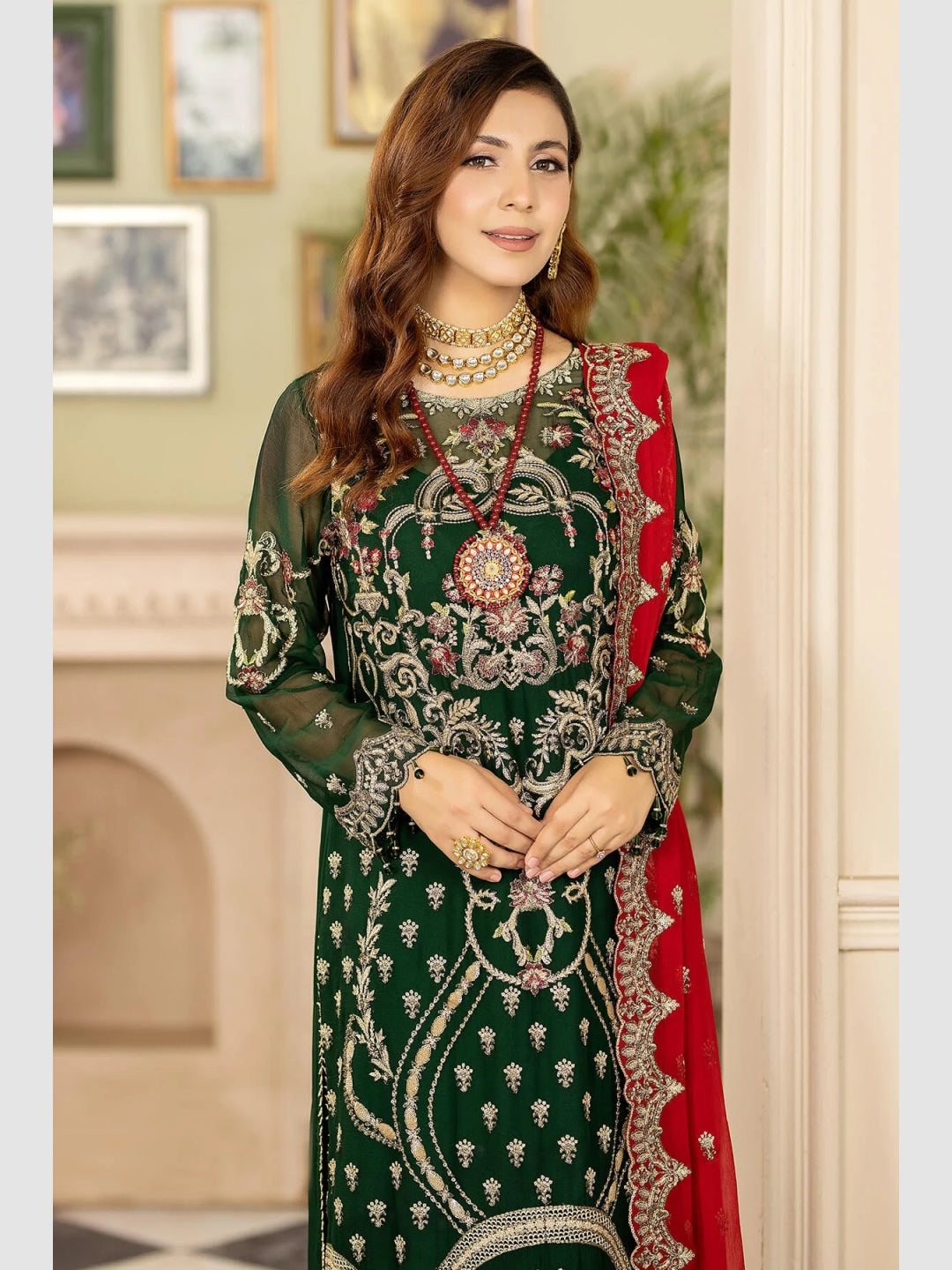 Designer Embroidered Chiffon Salwar Kameez - Pakistani Dress - C1009D ...