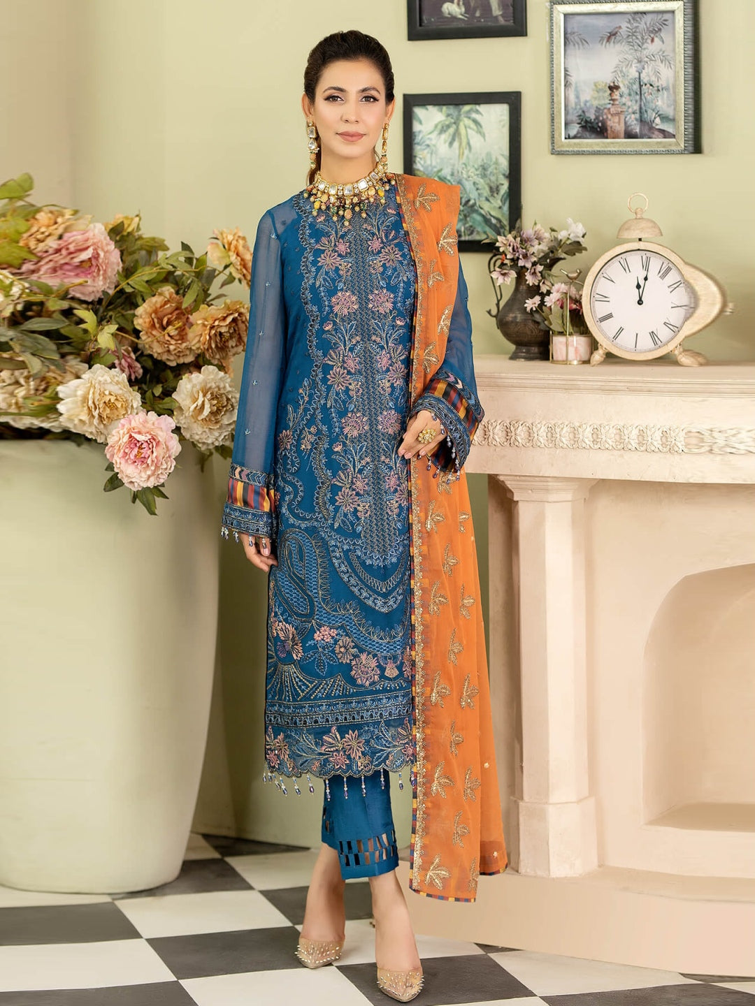 blue chiffon dress pakistani Rafia Chiffon Occasions - Pakistani Women's
