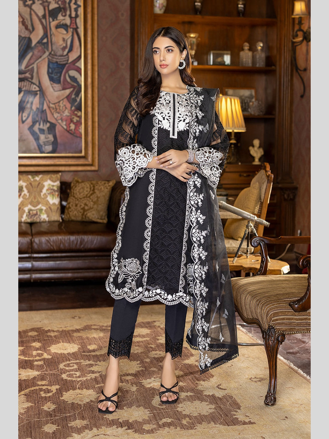 Black Luxe Embroidered Organza Black Luxe Embroidered Organza