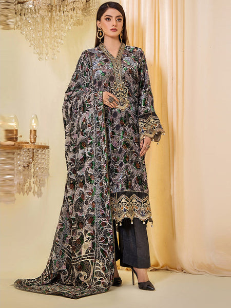 Velvet Salwar Kameez - Velvet Premium Embroidery