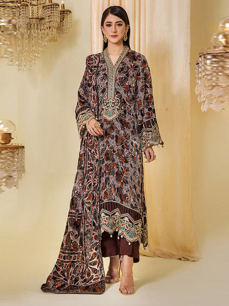 Velvet Salwar Kameez - Velvet Premium Embroidery
