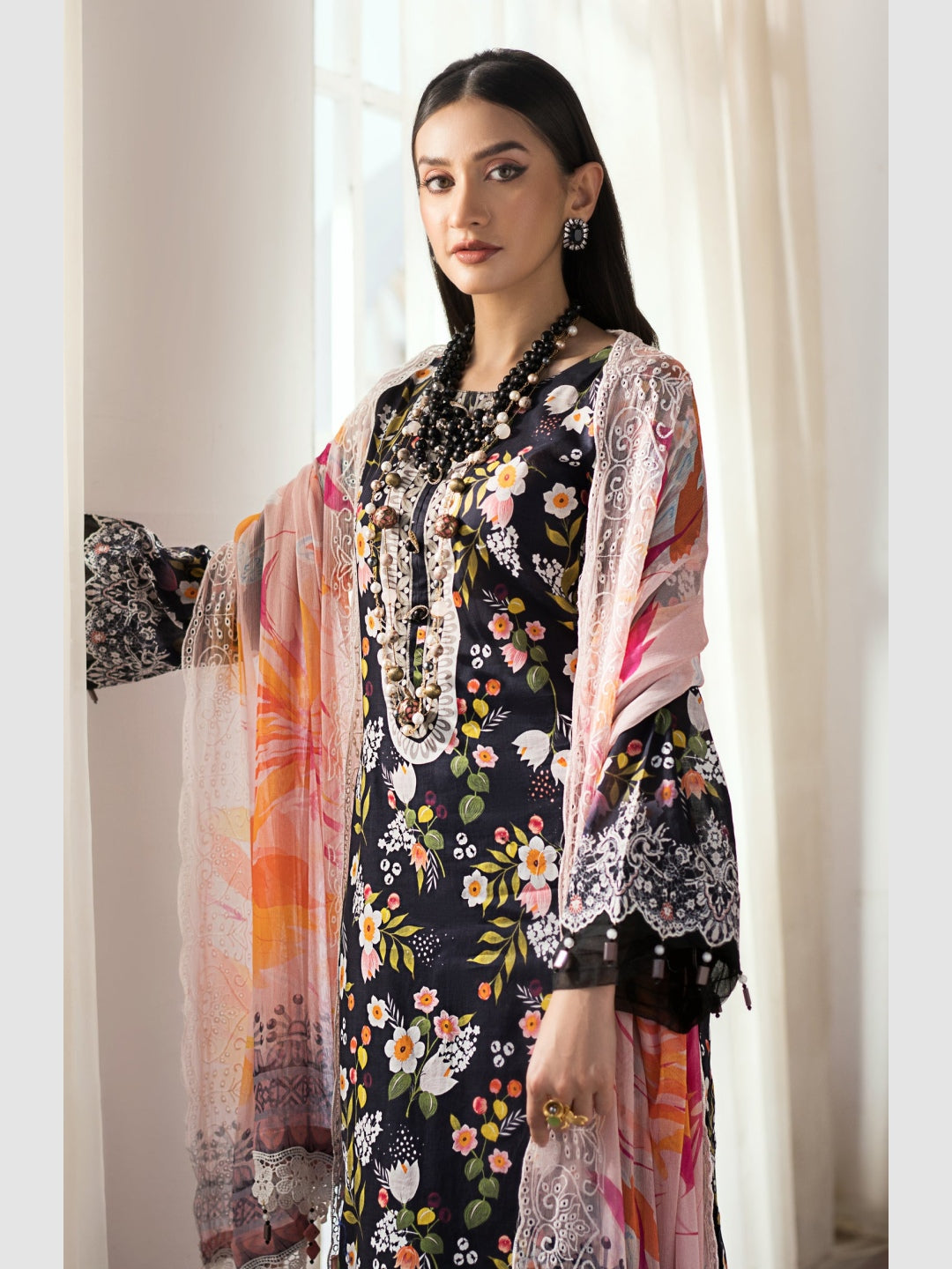 Black Embroidered Cambric Chikankari Black Embroidered Cambric Chikankari