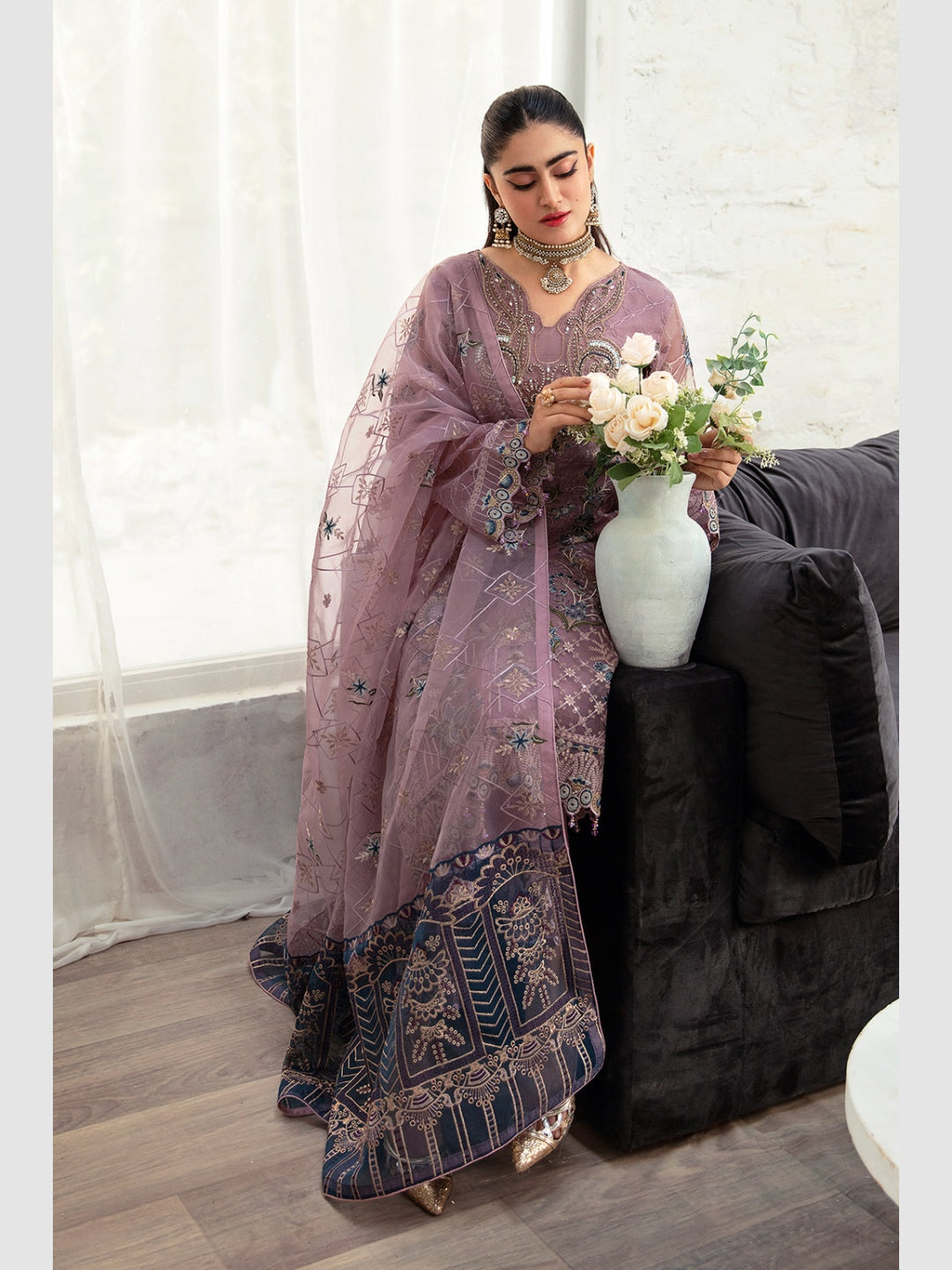 Purple Embroidered Organza Premium Purple Embroidered Organza Premium