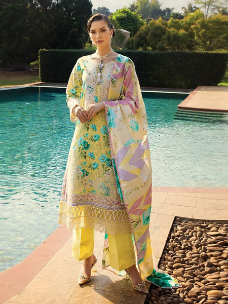 Yellow Pakistani Dress - Embroidered Chikankari Voile