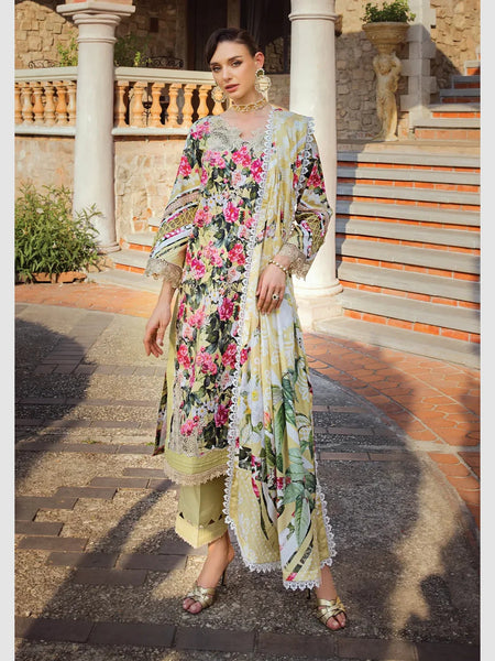 Yellow Pakistani Dress - Embroidered Chikankari Voile
