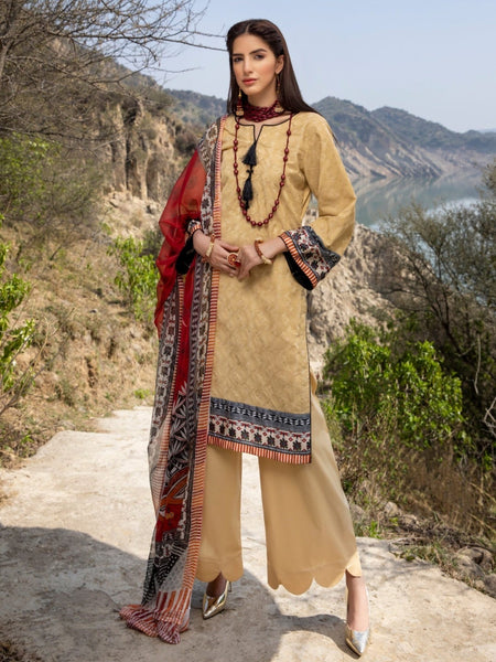 Yellow Pakistani Dress - Chikan Kari & Silk Embroidery