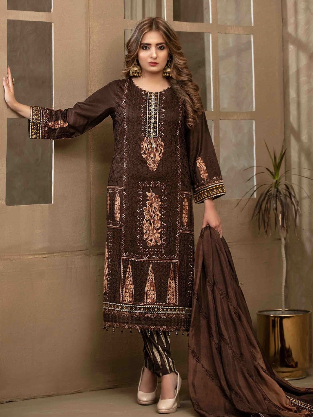Buy Aari Embroidered Lawn Salwar Kameez Pakistani Dress C528H