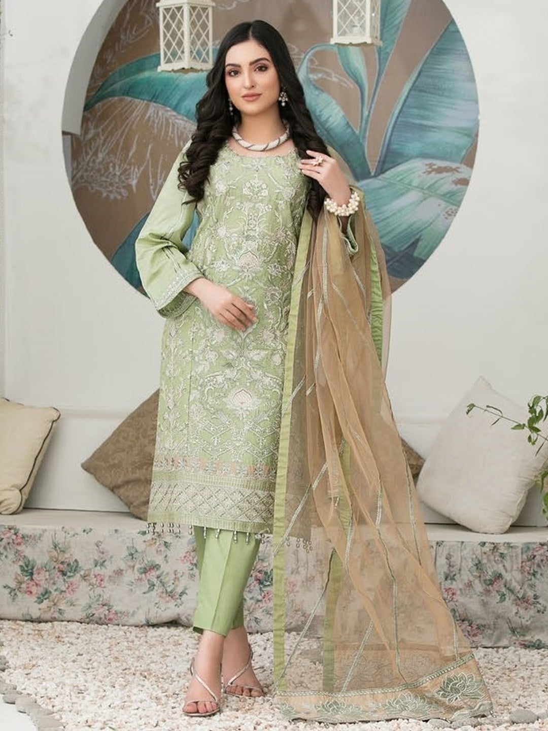 white christmas dresses Pakistani Casual Lawn Dresses Digitally Printed In USA – Nameera by Farooq main image 1