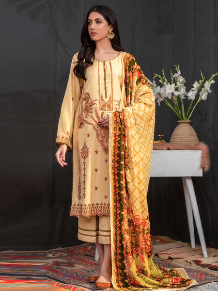 Yellow Pakistani Dress - Premium Embroidered Wool