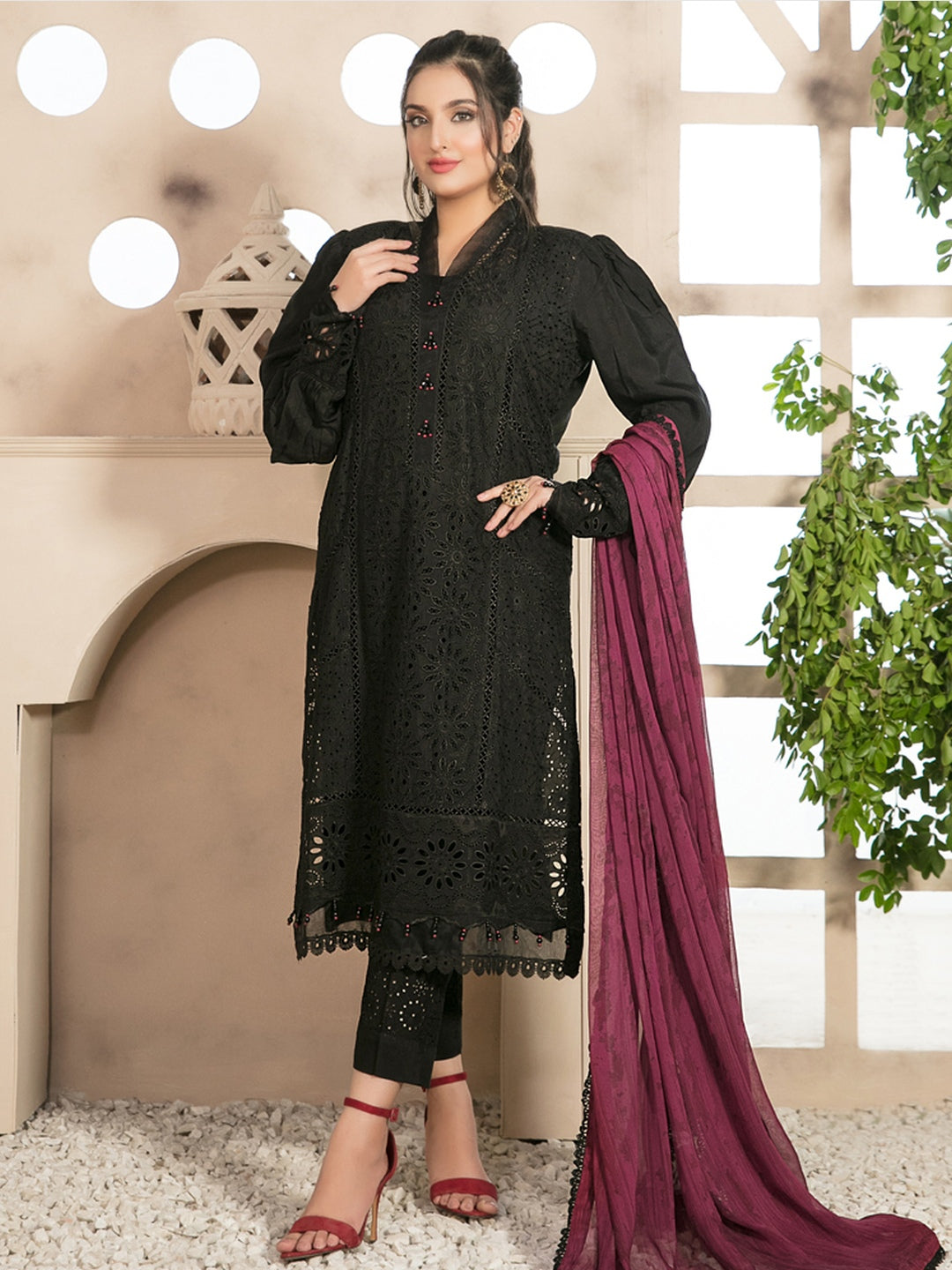black dress pakistani Buy Pakistani Dress in Black Salwar Kameez Dupatta Style LARGE main image 1