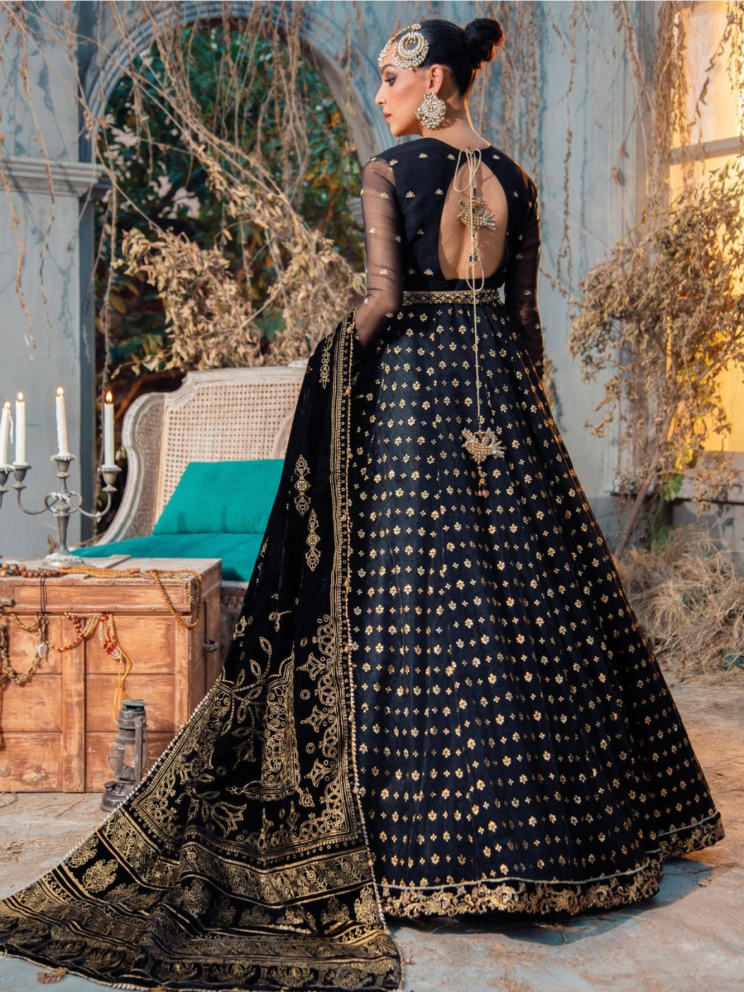 Black Maxi Dress Designer Embroidered Velvet Black Maxi Dress Designer Embroidered Velvet