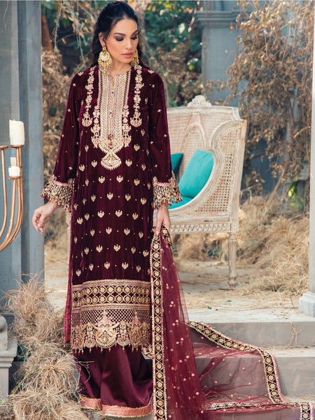 Velvet Salwar Kameez - Designer Embroidered Velvet