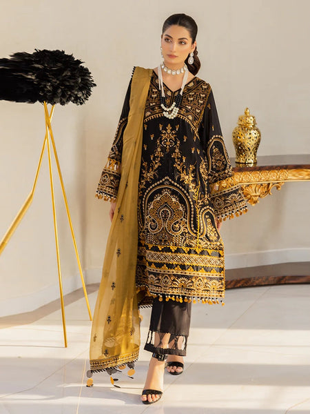 Black Pakistani Dress - Designer Swiss Lawn