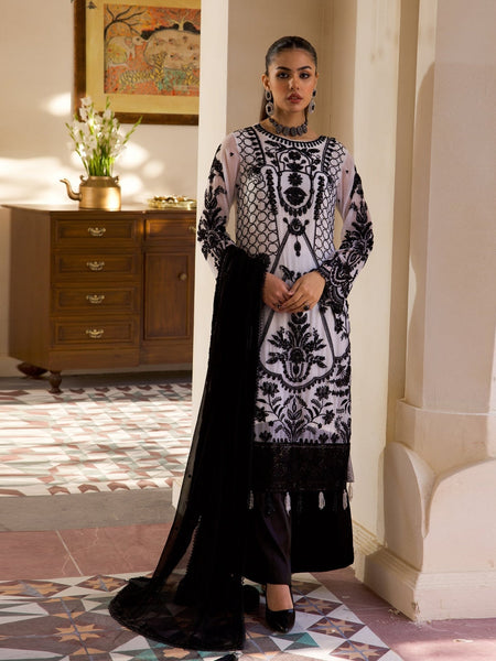 Black Pakistani Dress - Embroidered Premium Chiffon
