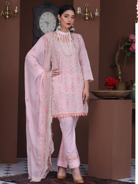 Casual Pakistani Dress - Swiss Voile