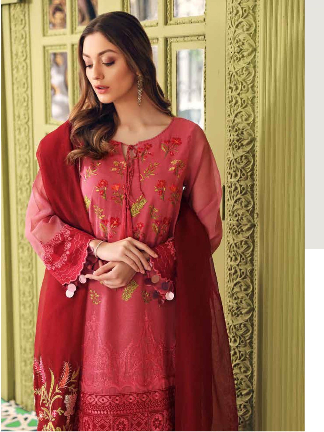 Signature Karandi Embroidery Salwar Kameez Pakistani Dress C434H Fabricoz USA