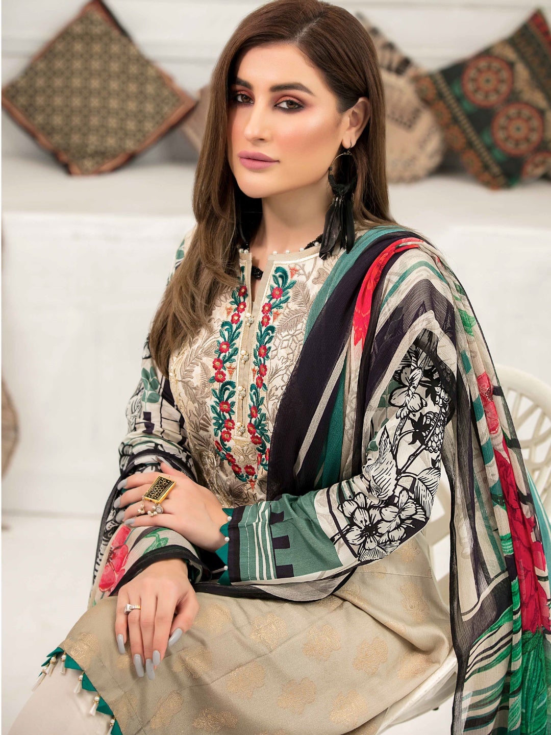 Embroidered Digital Viscose Salwar Kameez - Pakistani Dress - C476D ...