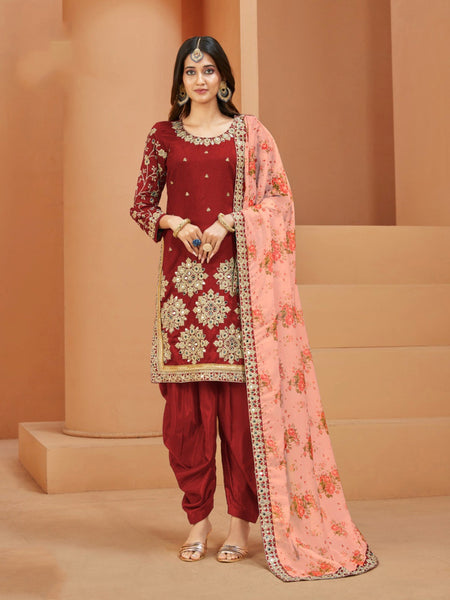 Casual Salwar Kameez - Art Silk Embroidered