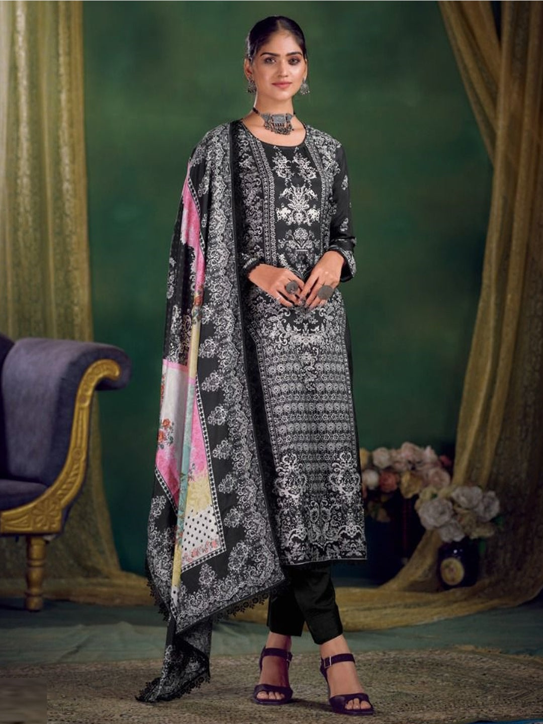 Black Fine Cotton Embroidery Black Fine Cotton Embroidery