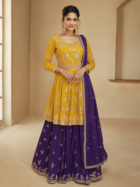 Yellow Indian Dress - Real Georgette Embroidery